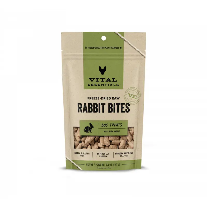 Vital Essentials Freeze Dried Rabbit Bites Vital Treats for Dogs