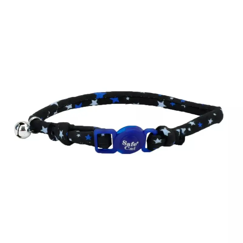 Coastal Safe Cat 3/8in Wide 8-12in Round Fashion Collar Clack Stars