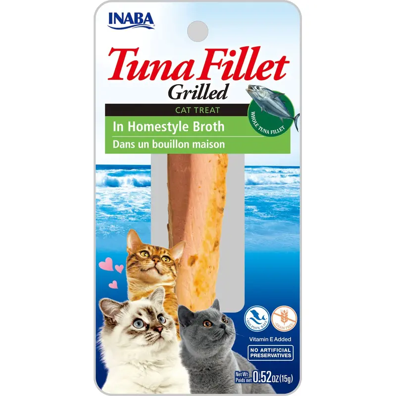 Inaba Ciao Grain-Free Cat Treat, Grilled Tuna Fillet in Homestyle Broth, 1 Fillet