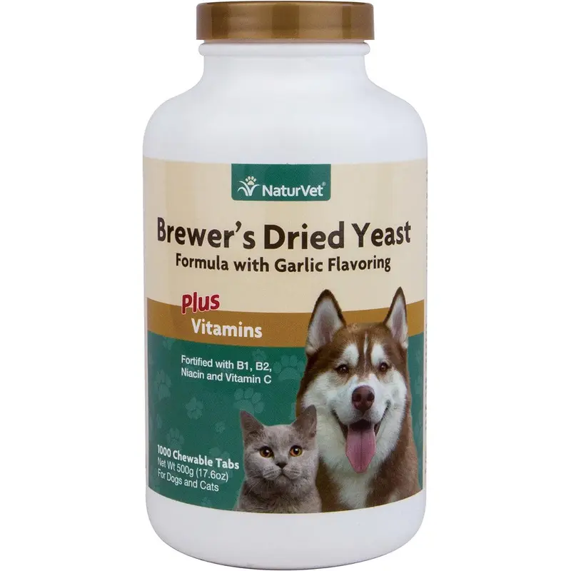 NaturVet Brewers Dried Yeast formula Plus Vitamins 1,000 Chewable Tablets