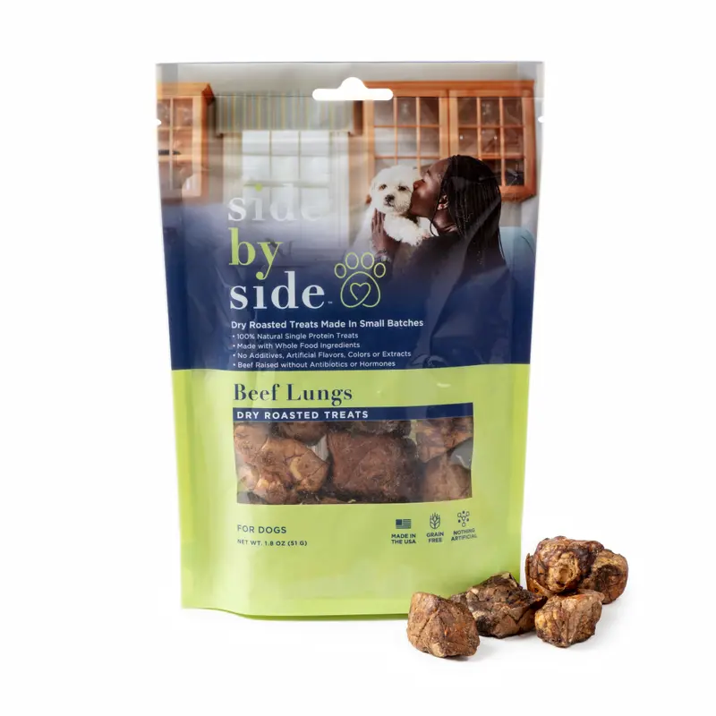 Side By Side Small Batch Dry Roasted Beef Lung Neutral Dog Treats