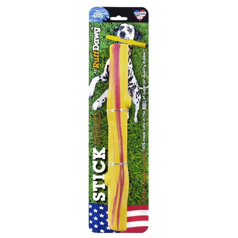 Ruff Dawg Stick Crunch Rubber Indestructible Retrieving Dog Toy Assorted