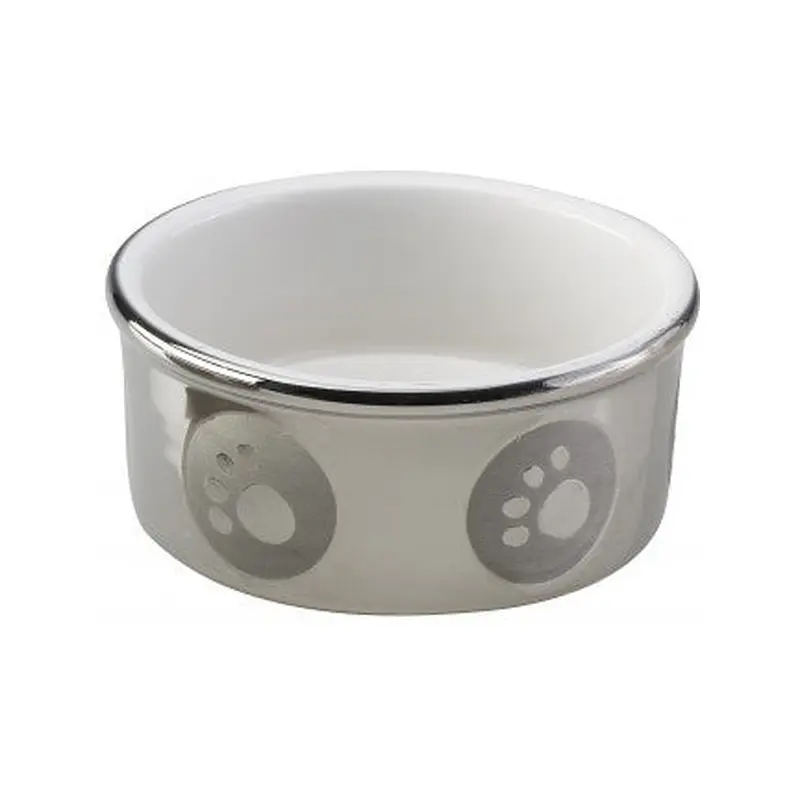 Spot Ethical Pet Titanium Stoneware Dog Dish 5In Paw Print