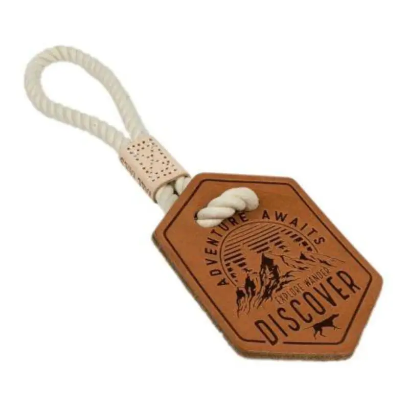 Tall Tails Leather Tug Adventure Awaits Dog Toy 13"